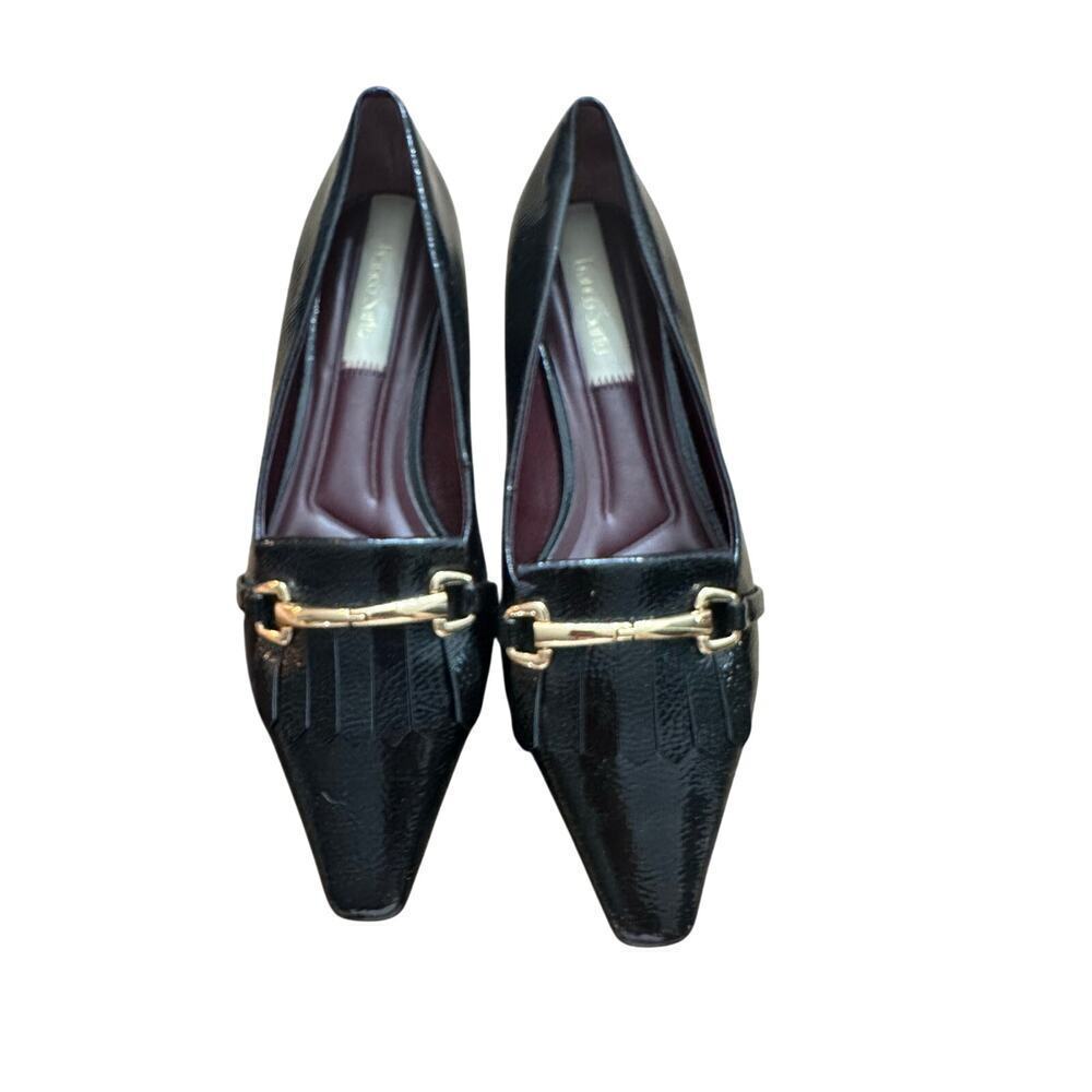 Franco Sarto Women's Black Leather Rina Pointed Toe Slip on Loafer Flats Size 7